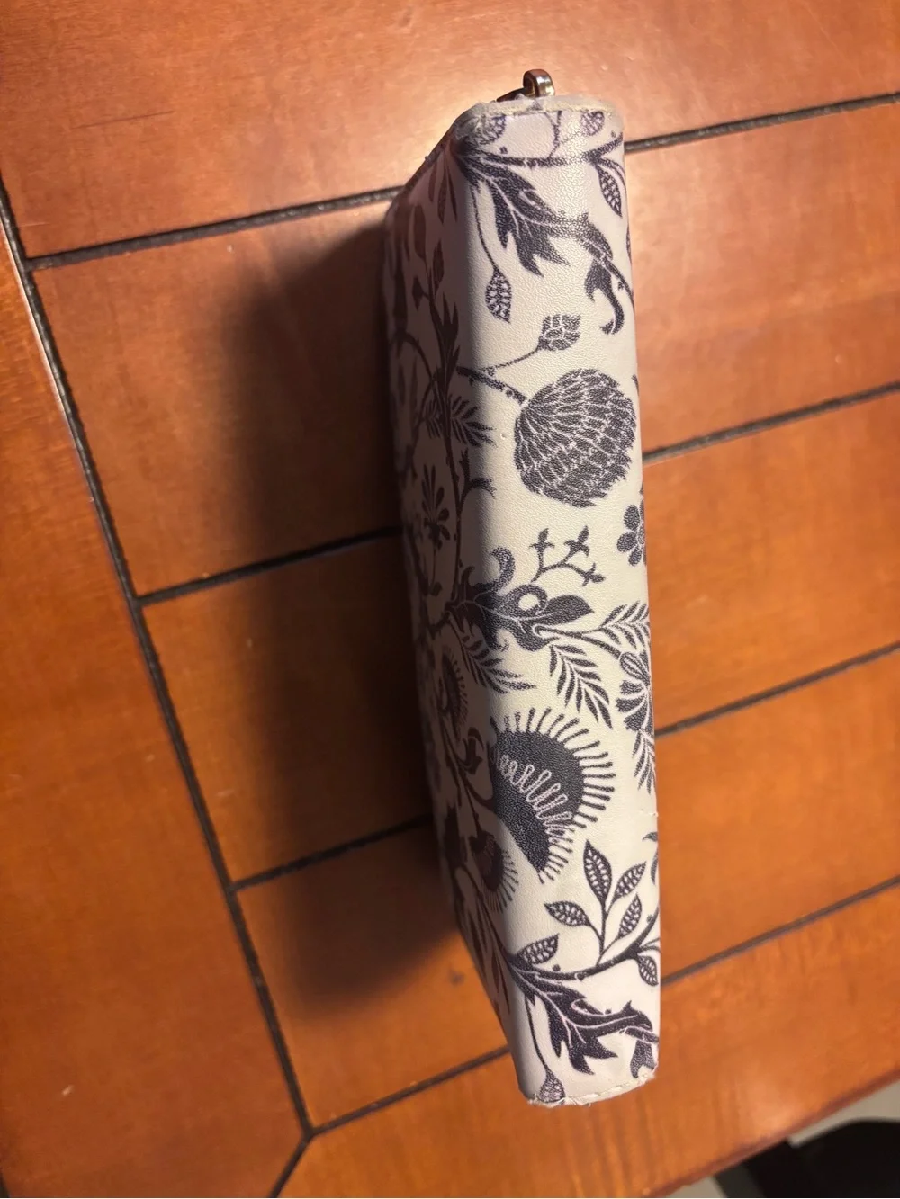 Floral Bat Print Zip Wallet - Black on White